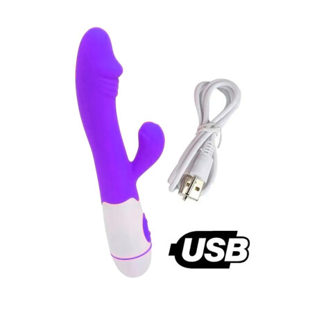 Vibrador Con Doble Estímulo Desing Recargable USB Violeta