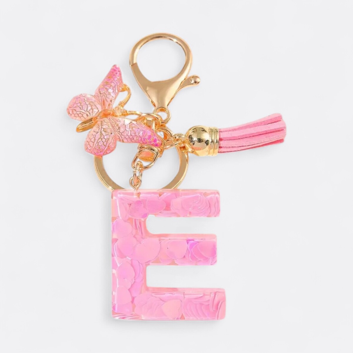 Llavero de letras - E rosa 