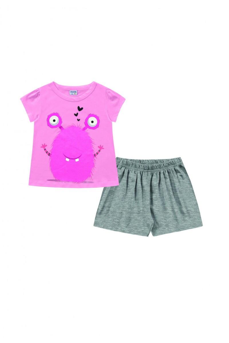 Conjunto pijamas para niñas (blusa y shorts) - ROSA 