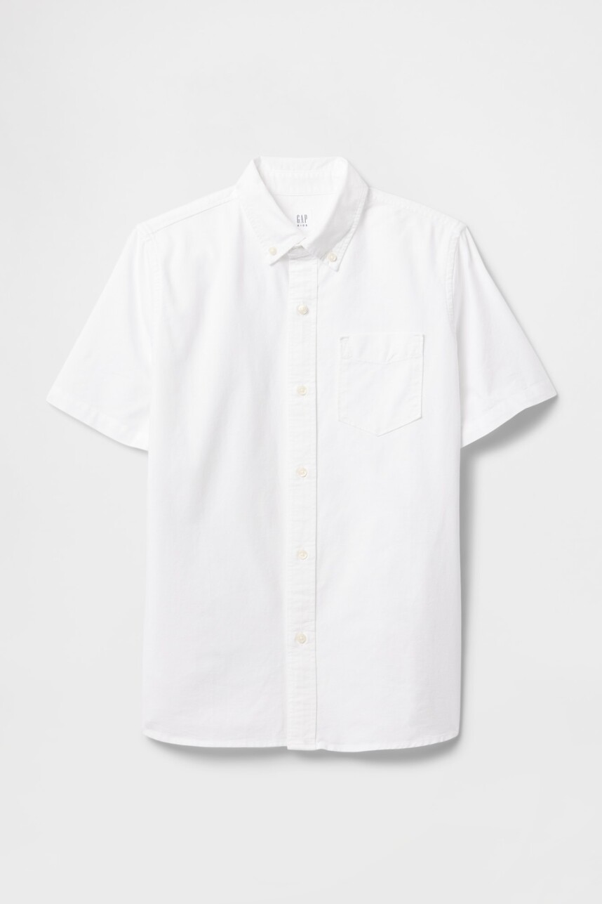 Camisa Oxford Manga Corta Niño White000
