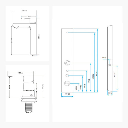 JUEGO DE GRIFERIA LAVATORIO ALTO PANEL DE DUCHA Y BIDET CON TRANSFERENCIA 000
