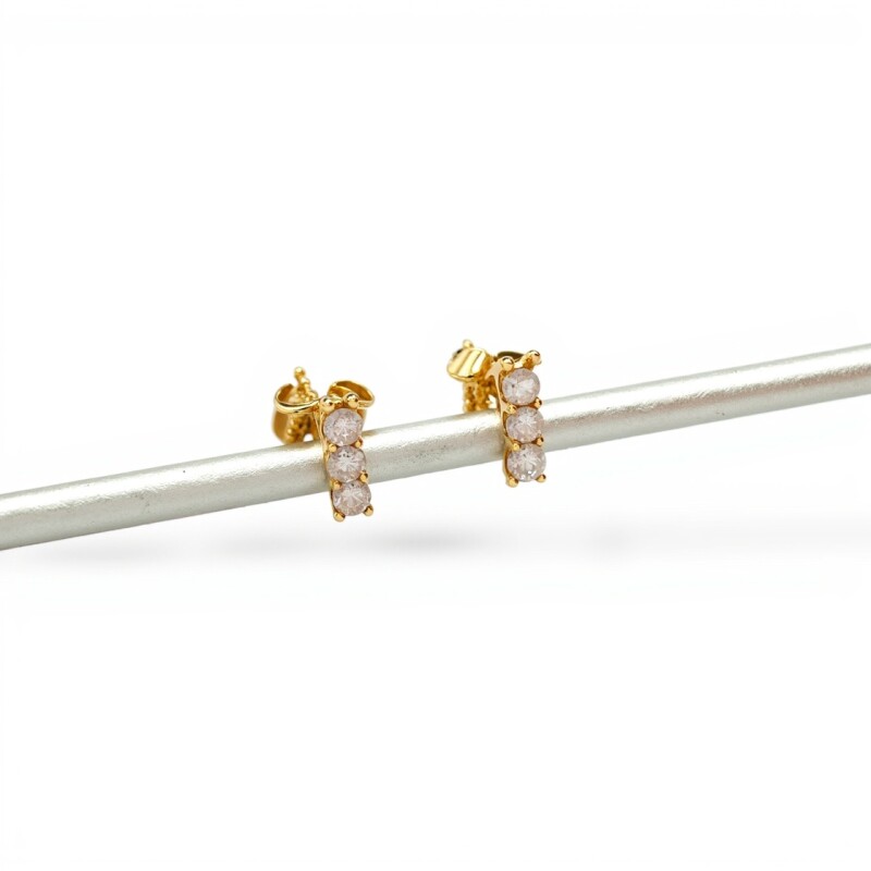 Caravanas Trinity de oro- Oro bajo - Zirconia- CA8057 conpiedra