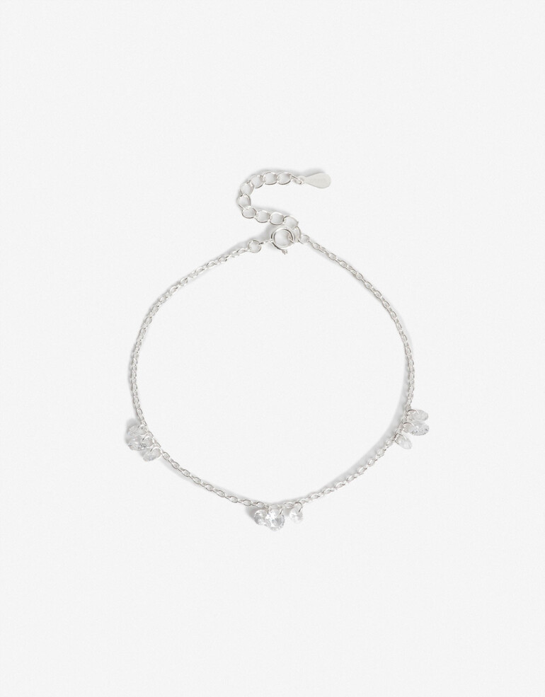 Pulseras Flexibles Strass Pulsera Con Dijes Plata 925 - Plateado