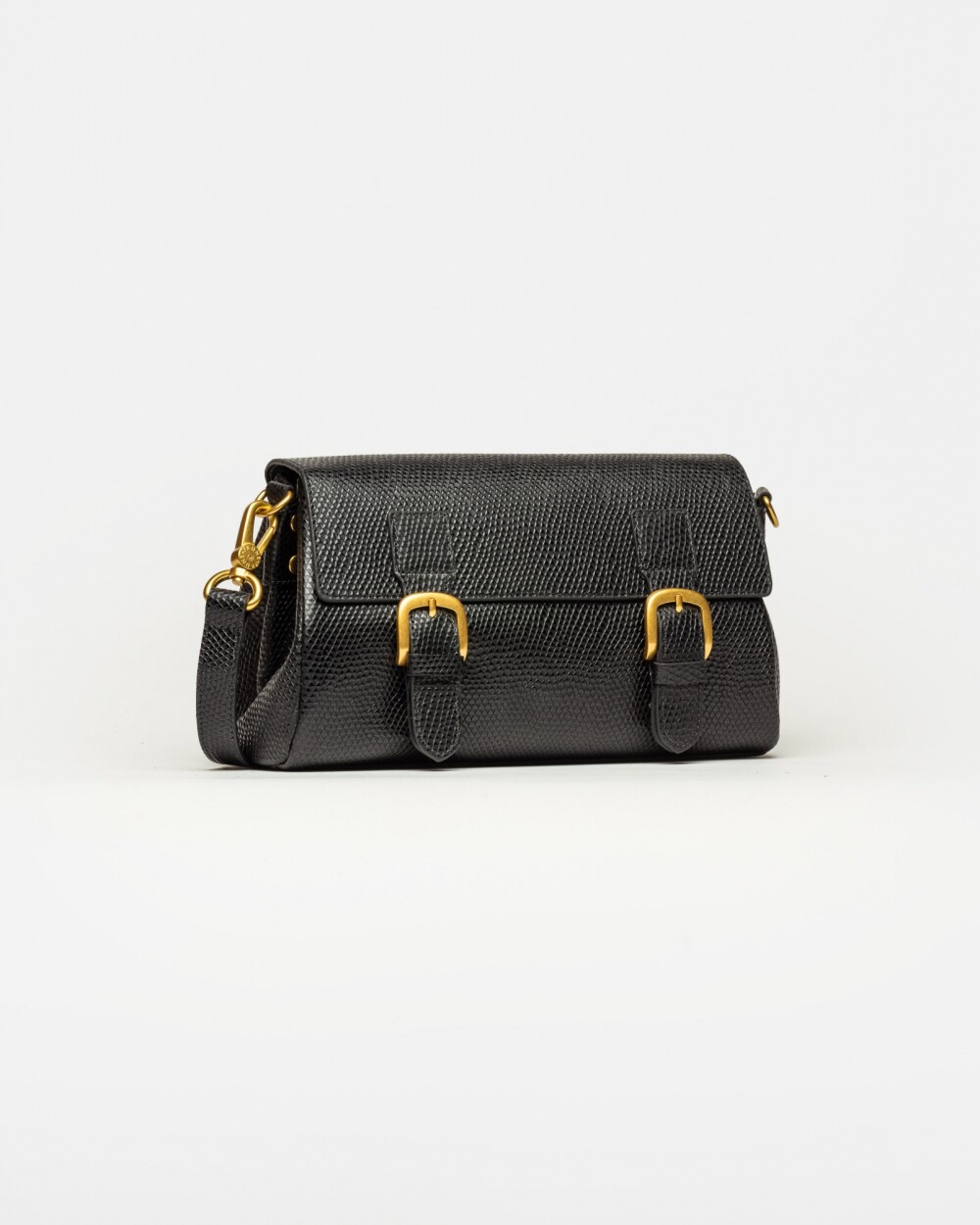 Bandolera Elise en cuero snake bitono Negro