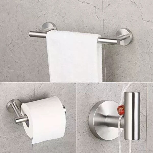 Set Accesorios De Baño Juego De 4 Piezas De Acero Inoxidable Percha Organizador Imback Color Plateado Set Accesorios De Baño Juego De 4 Piezas De Acero Inoxidable Percha Organizador Imback Color Plateado