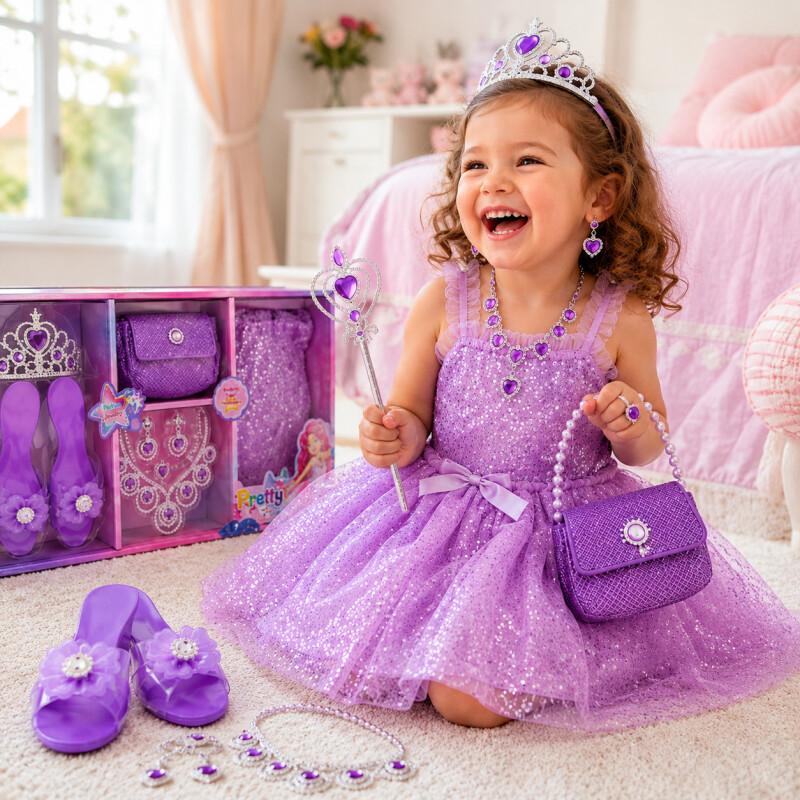 Set Disfraz Princesa Niña Corona Pollera Accesorios Cartera Set Disfraz Princesa Niña Corona Pollera Accesorios Cartera