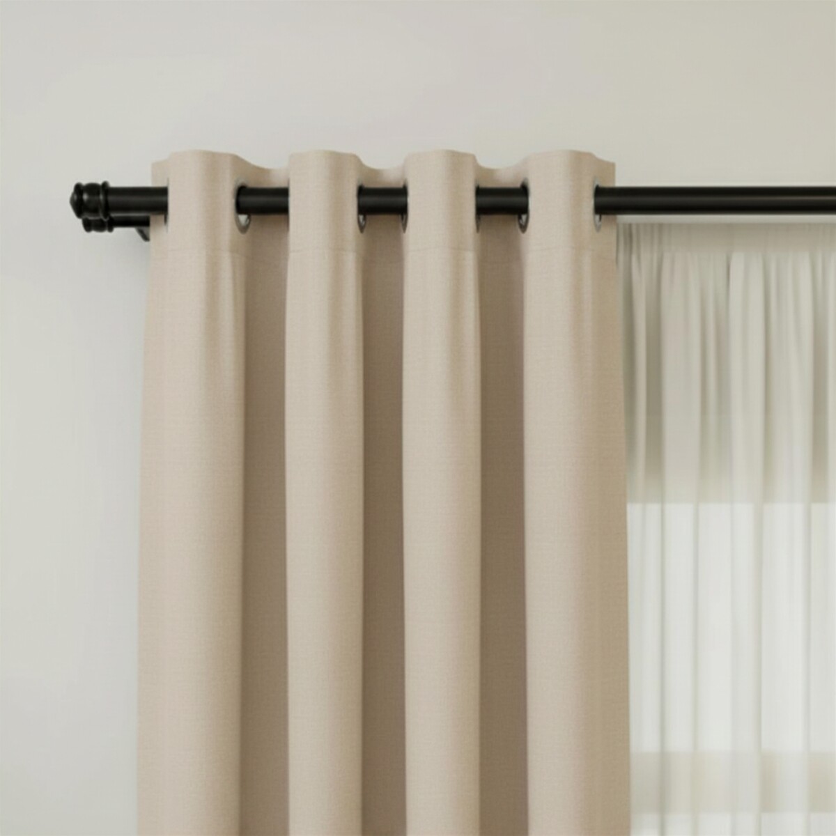 Barrote cortina metal EuroClassic DUO 2,0m + 2 soportes - NEGRO 