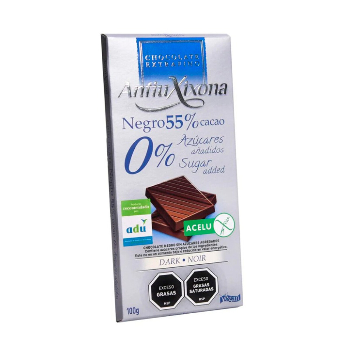 Chocolate Negro Sin Azúcar Y Sin Gluten AntiuXixona 55% Cacao 100g 