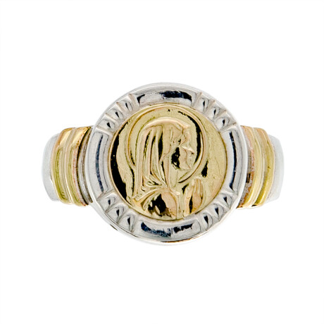 Anillo de plata 925 y double en oro 18 ktes, VIRGEN NIÑA. Anillo de plata 925 y double en oro 18 ktes, VIRGEN NIÑA.