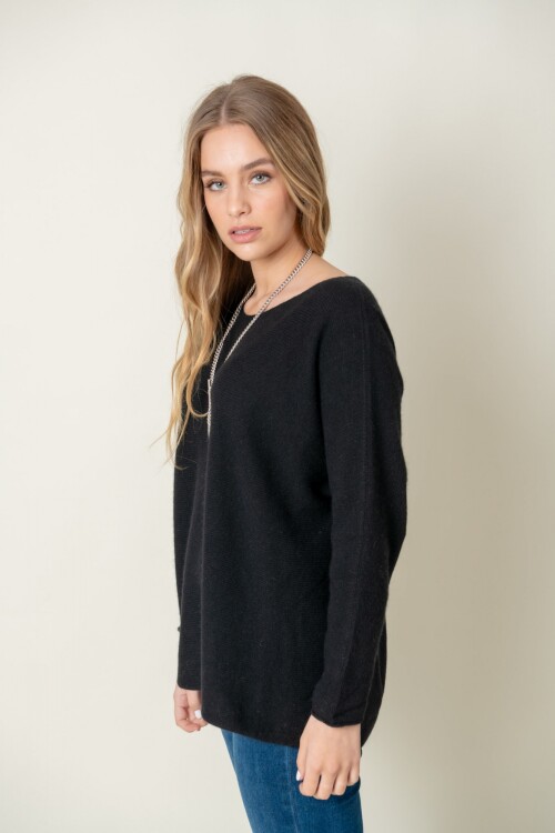 Sweater lana liso Negro