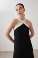 Maxi vestido escote halter bicolor negro