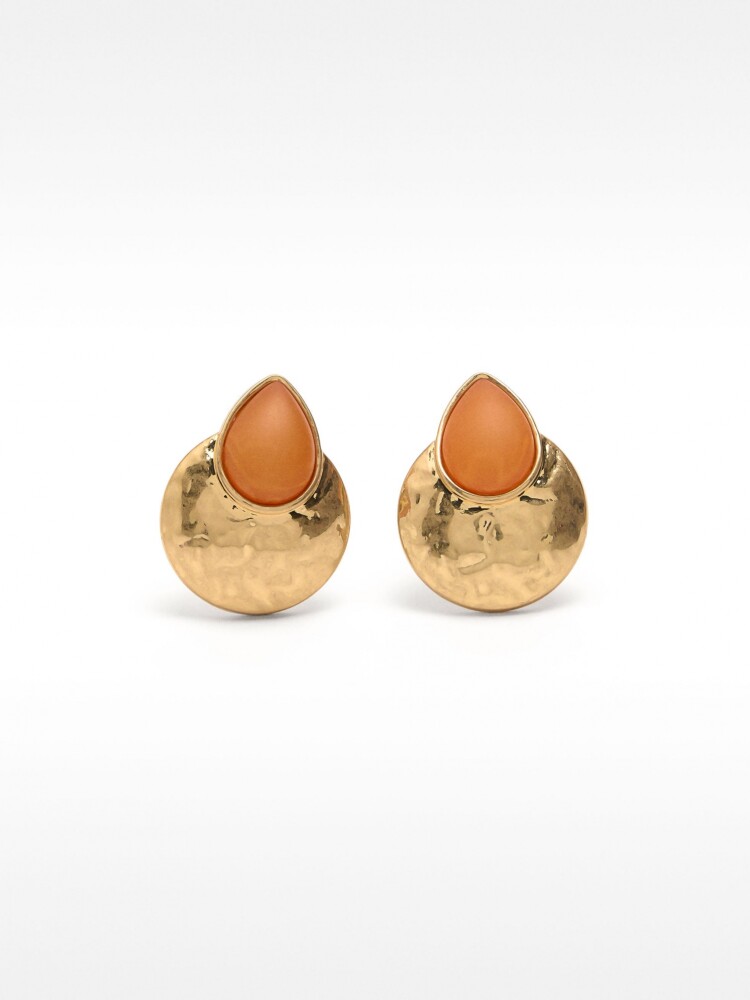 Pendientes Redondos De Resina naranja