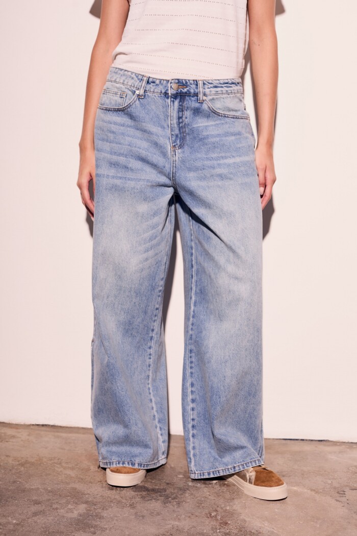 Jean Wide Leg Cierres Denim