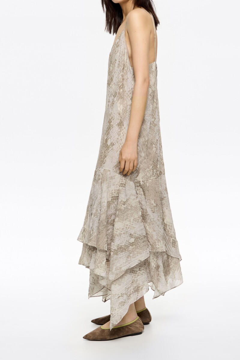 VESTIDO PLISADO Marfil