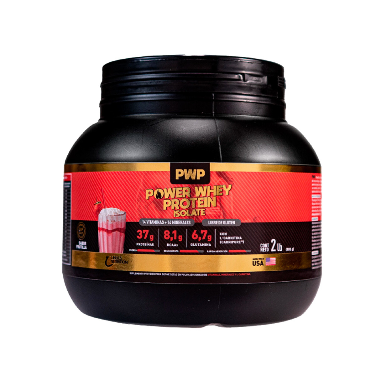 Cibeles PWP Whey Protein Isolate – Frutilla – 908 g (2 lb) 