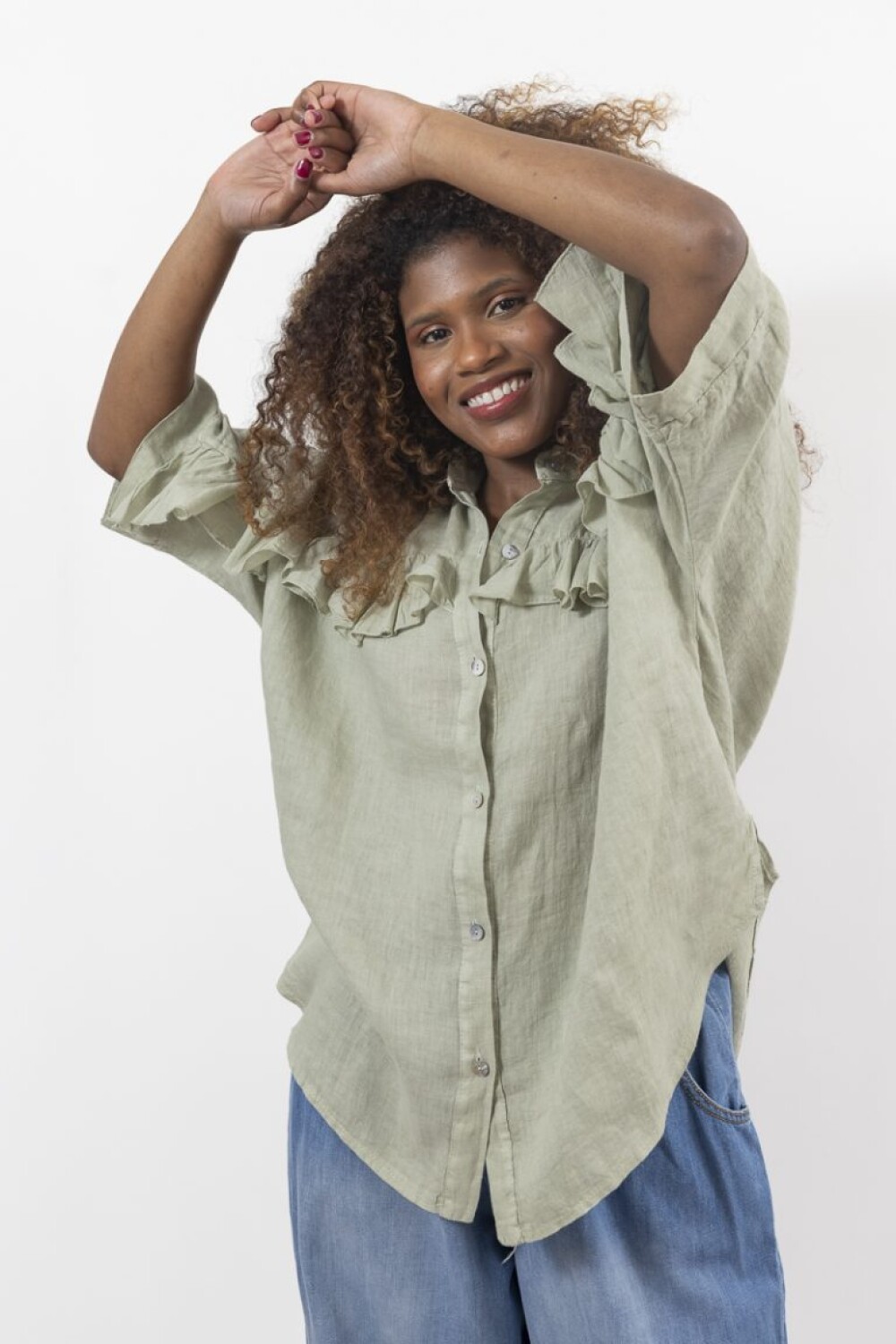 CAMISA LINO VOLADOS ALBA VERDE