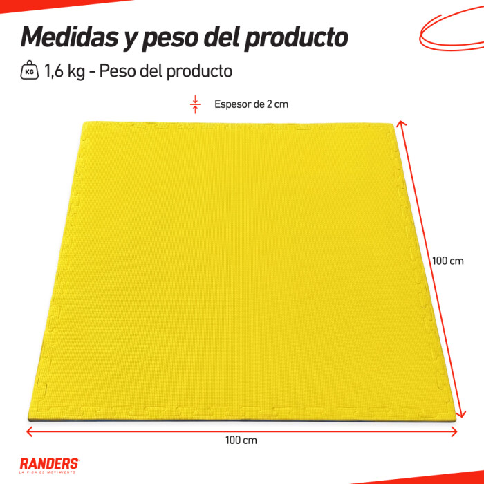 Piso Goma Eva Tatami Encastrable 1m x 1m x 2cm Randers Azul/Amarillo