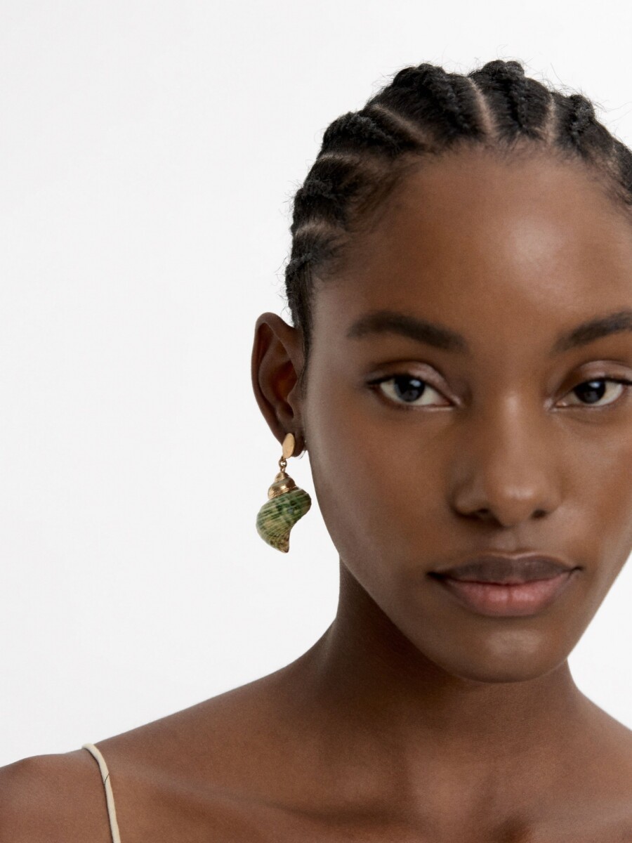 Pendientes Con Conchas verde