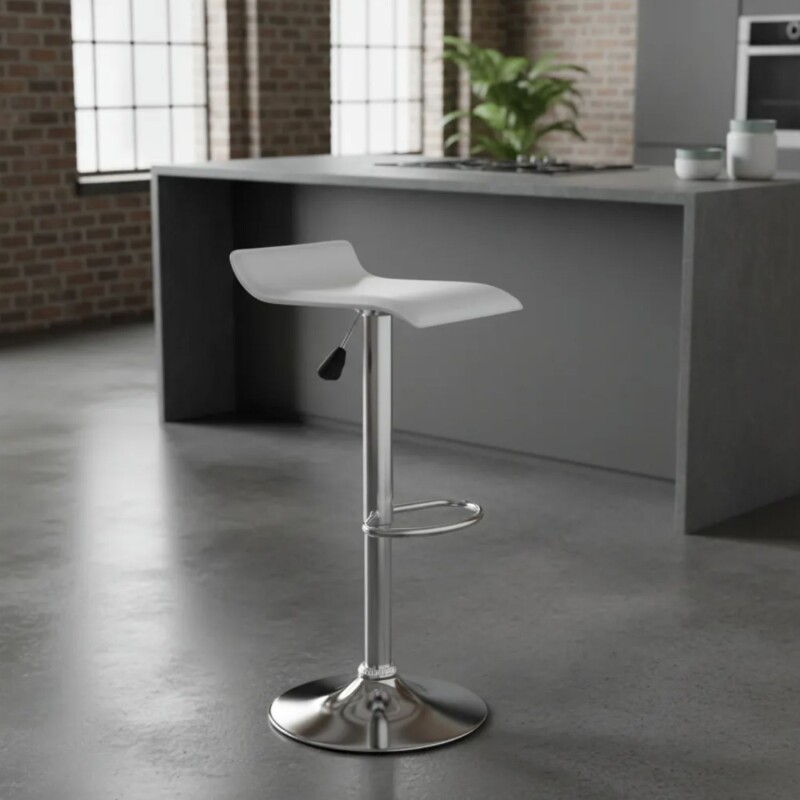 Taburete Kira Pack 4 unidades Rectangular Para Bar Diseño Moderno Blanco