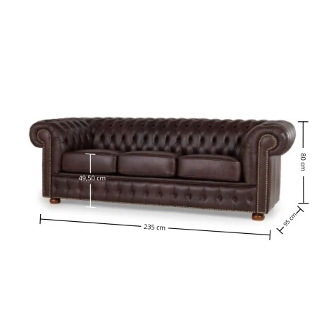 Sofá Chesterfield Novo - Cuero Advanced - 3 cuerpos Havana - (Preventa)