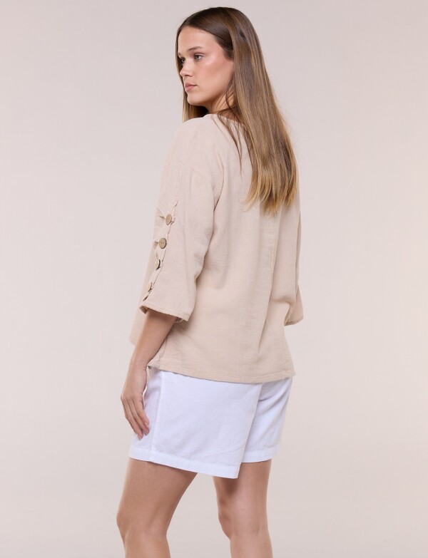 Blusa Algodón Botones BEIGE