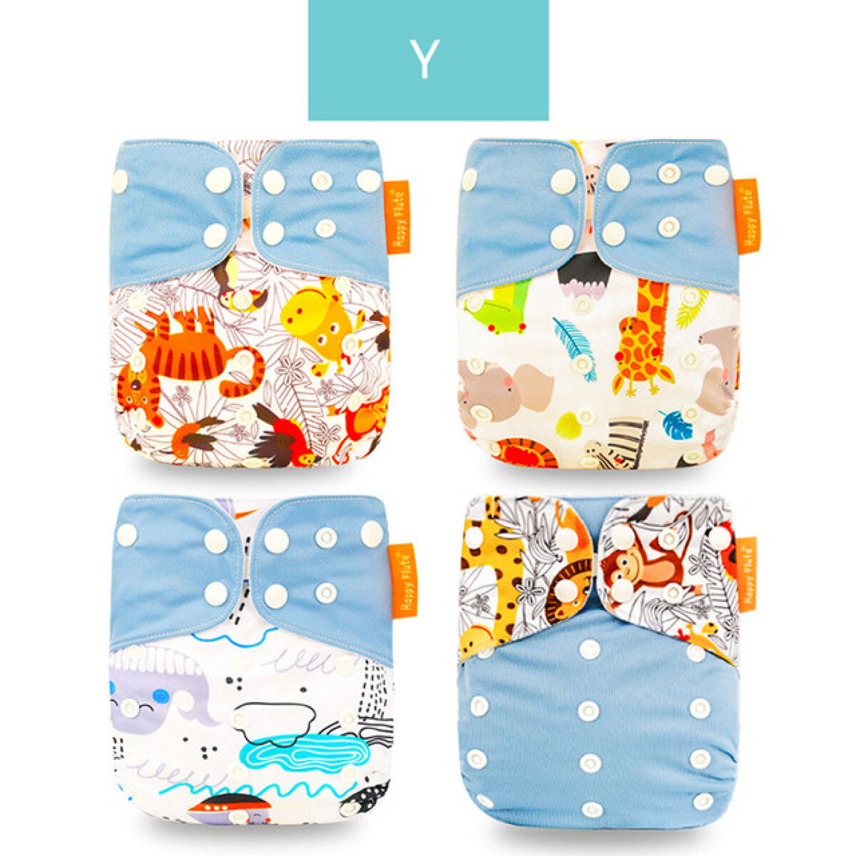 Pack X 4 Pañales Ecológico Algodón + 4 Insertos de algodón happy flute - 9 