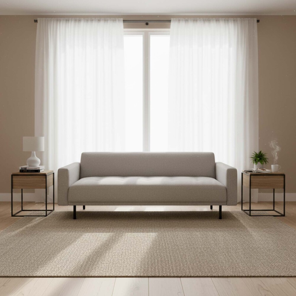 SOFÁ CAMA 2 CUERPOS TELA GRIS HUGO