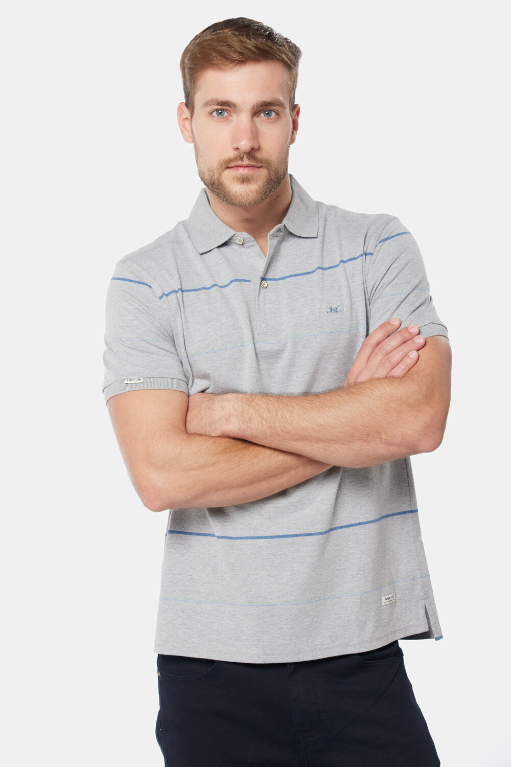 REMERA POLO RAYADA Gris