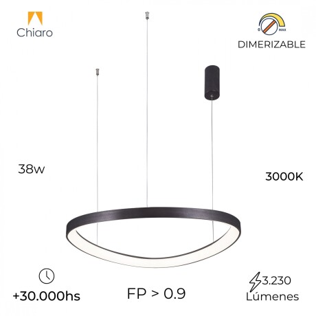 Luminaria Led Diseño triangular Dimerizable 38W, 45cm MARRÓN CAFÉ