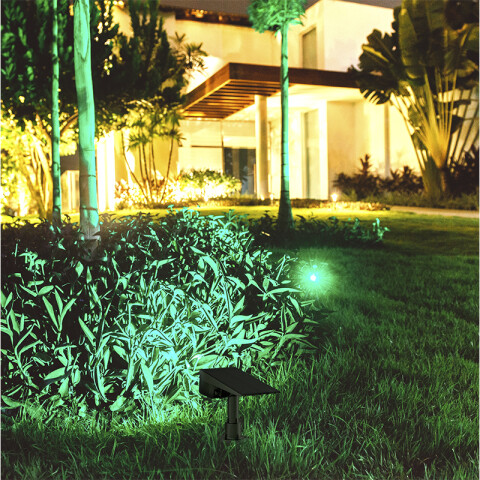 Proyector solar LED IP44 50Lm luz cálida o verde IX3073