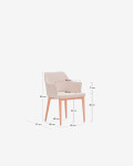 Silla Croft de chenilla y patas de madera maciza de fresno beige