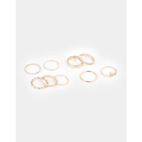 Set De Anillos Love Dorado
