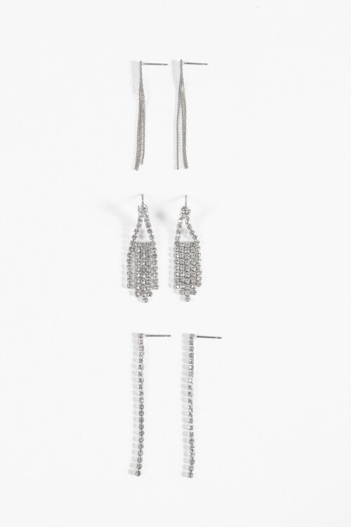 Set de caravanas strass plateado