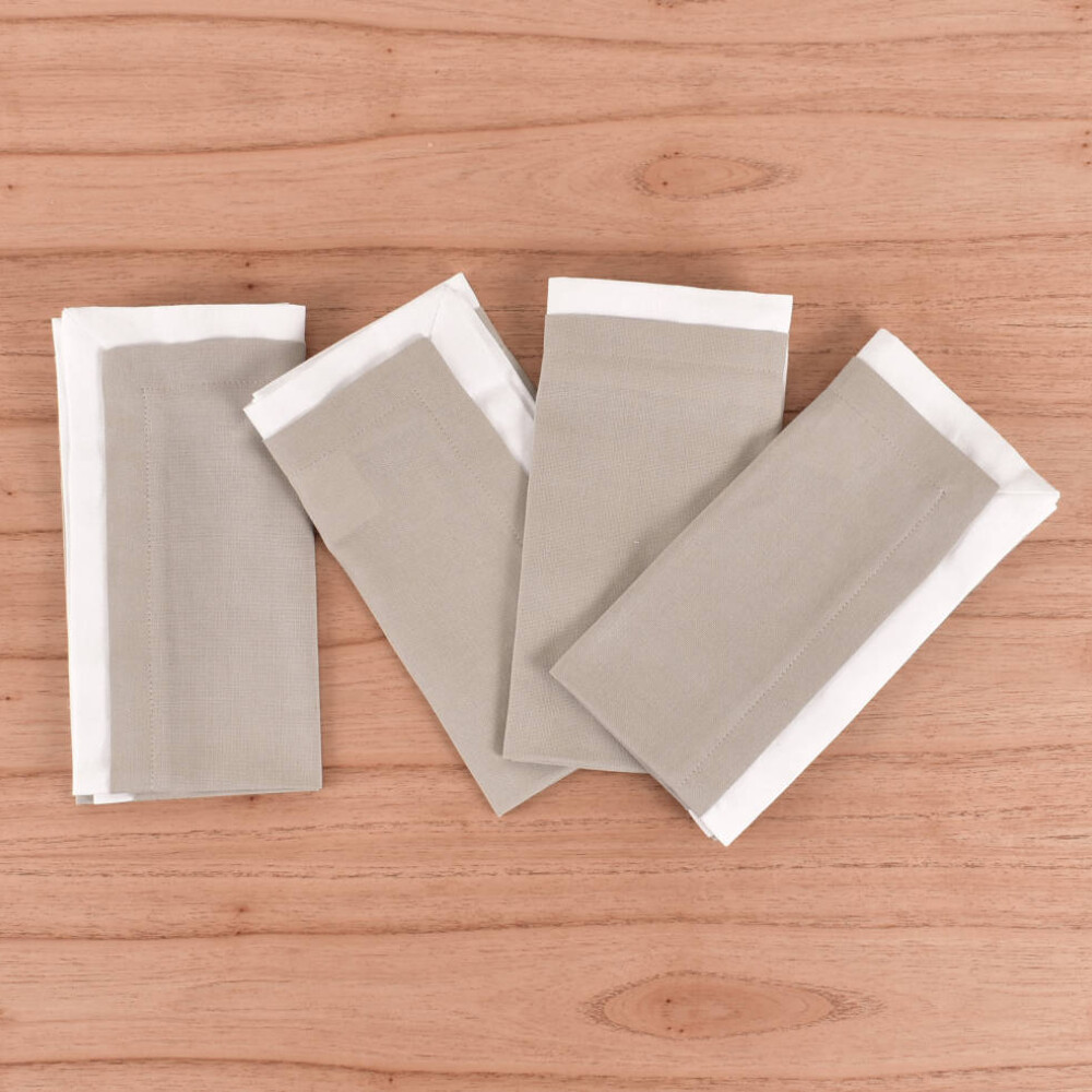 Set X 4 Servilletas Florencia Beige con Tablas Blancas
