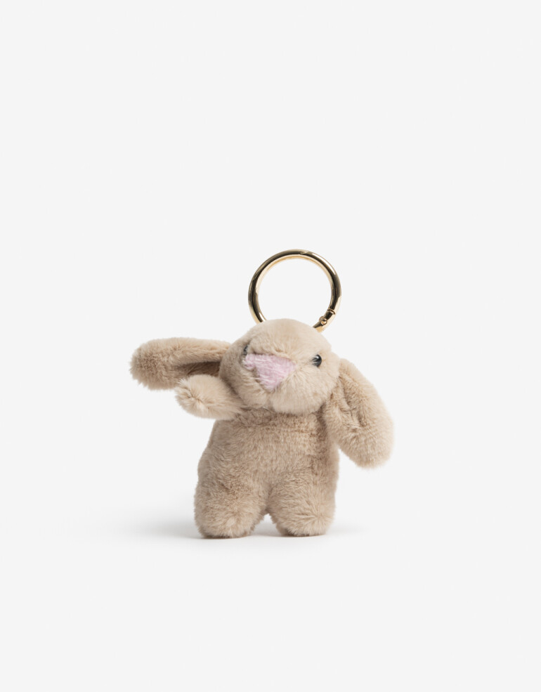 Llavero Cozy Llavero Y Bag Charm Peluche Conejo - Gris Claro