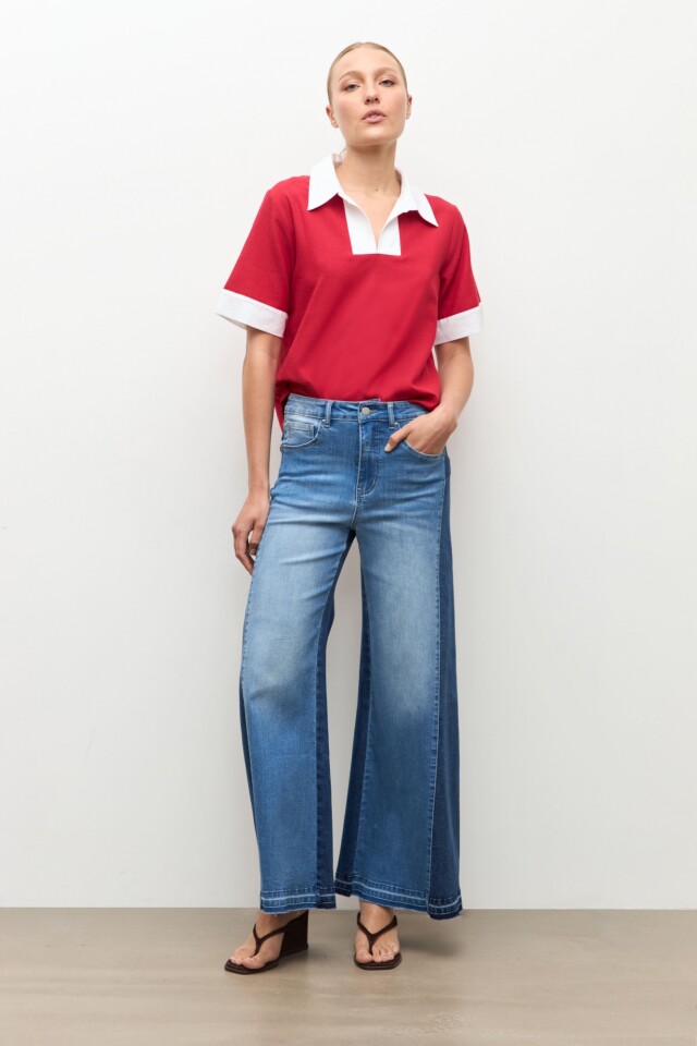 Jean wide leg Ada bicolor jean medio