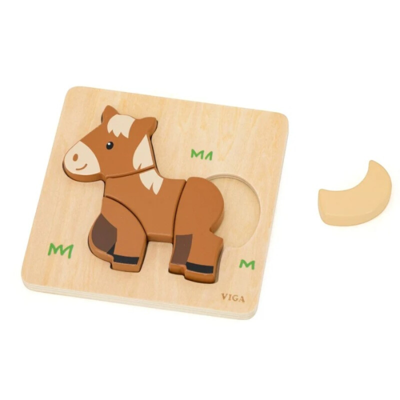 Puzzle Silueta viga 4 piezas Caballo