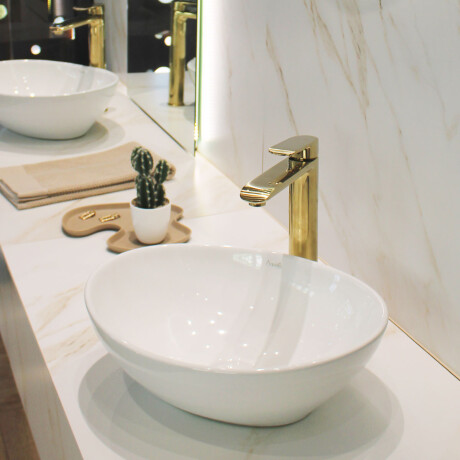 GRIFERIA PARA LAVATORIO MONOCOMANDO ALTO 35MM ORO SEMI MATE ALASSIO 000