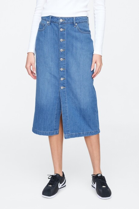 Pollera De Jean Con Botones Mujer Medium Indigo 15