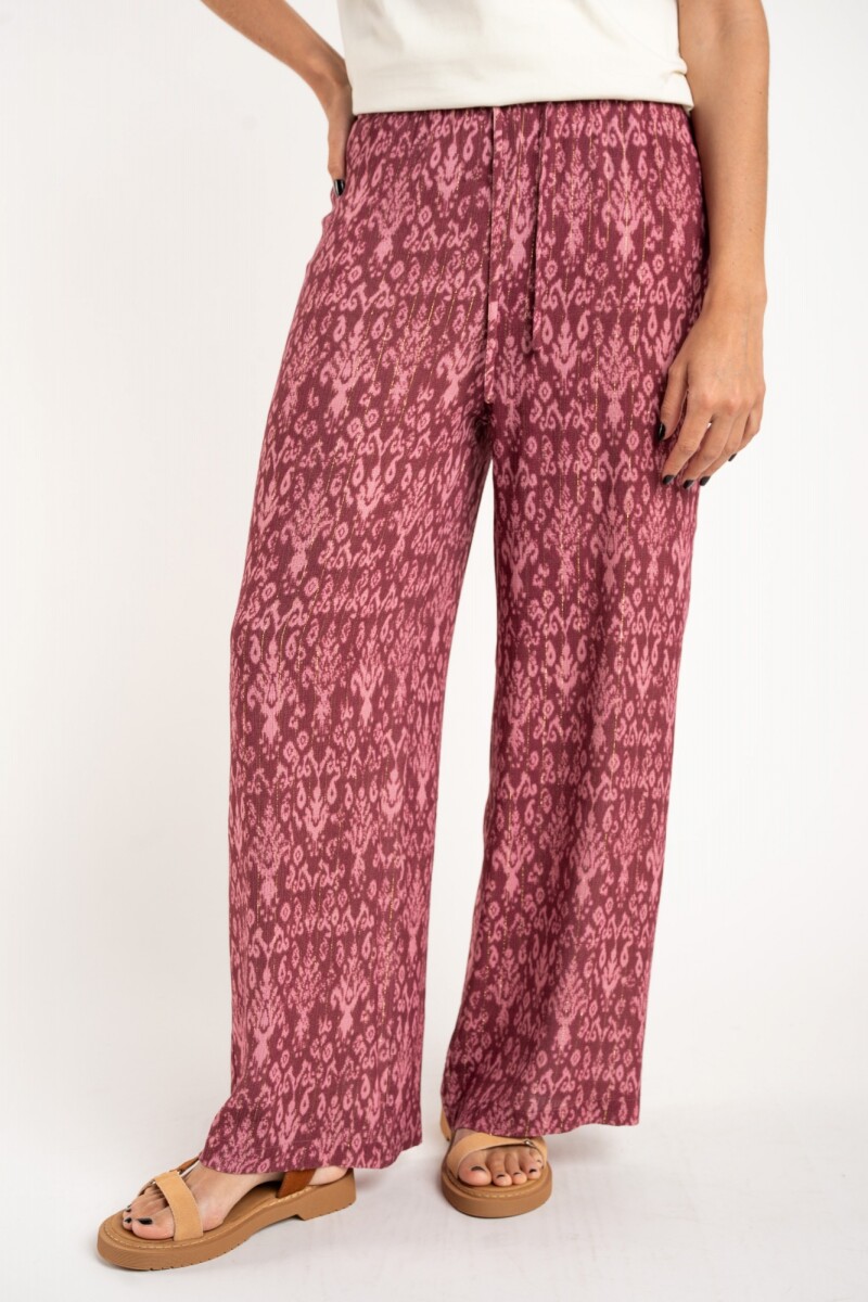 Pantalón Algodón Estampado Rosa