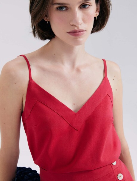 MUSCULOSA FEMENINA CON LINO ROJO