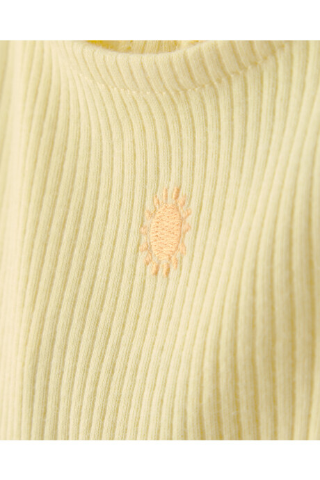 Vestido de algodón, amarillo con sol bordado Sin color