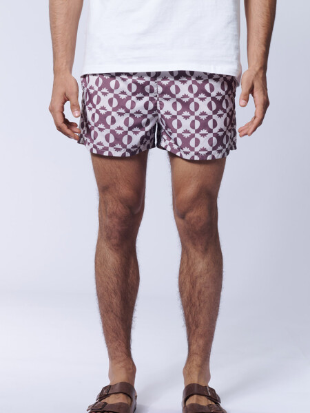 Short de baño damero soles Damero Soles Marrón