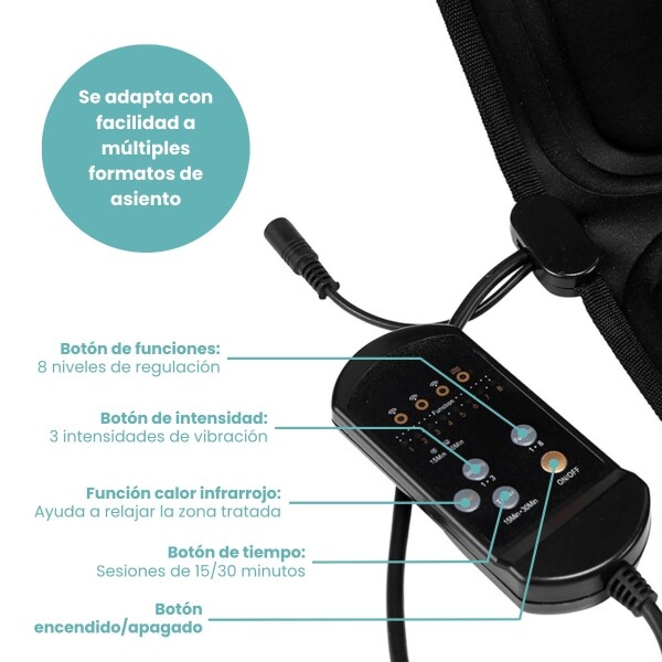 Masajeador Espalda Electrico Asiento para Casa y Auto Portatil Profesional MSJ014 Masajeador Espalda Electrico Asiento para Casa y Auto Portatil Profesional MSJ014