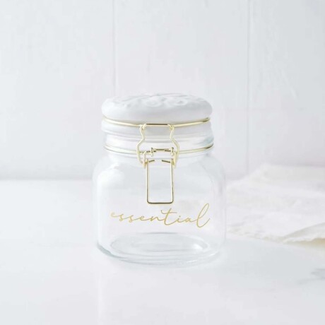 Frasco Recipiente Essential 750Ml en Vidrio y Tapa Cerámica Blanco