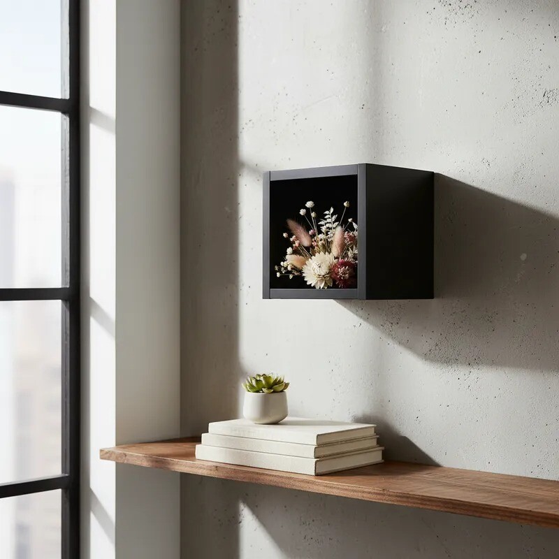 Cubo decorativo flotante para pared - Negro Cubo decorativo flotante para pared - Negro