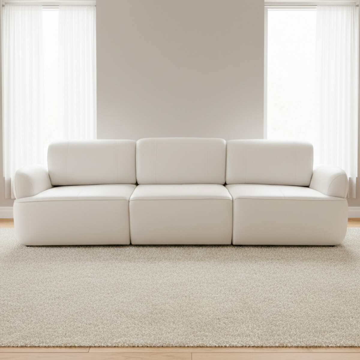 SOFA - 4 CUERPOS CUERO-100-NATURAL NATURAL-BEIGE IRON MARFIL 