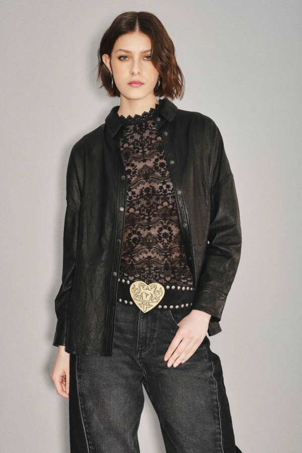 Camisa Boys Cuero Negro