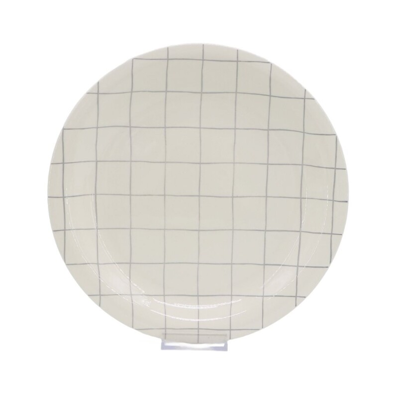 Plato De Mesa Cerámica D26.5Cm Quadra Blanco/Gris PLATO DE MESA CERAMICA D26.5CM QUADRA BLANCO/GRIS
