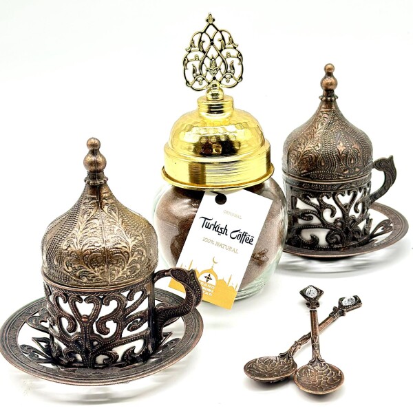 Set de café para dos personas metal Cobre